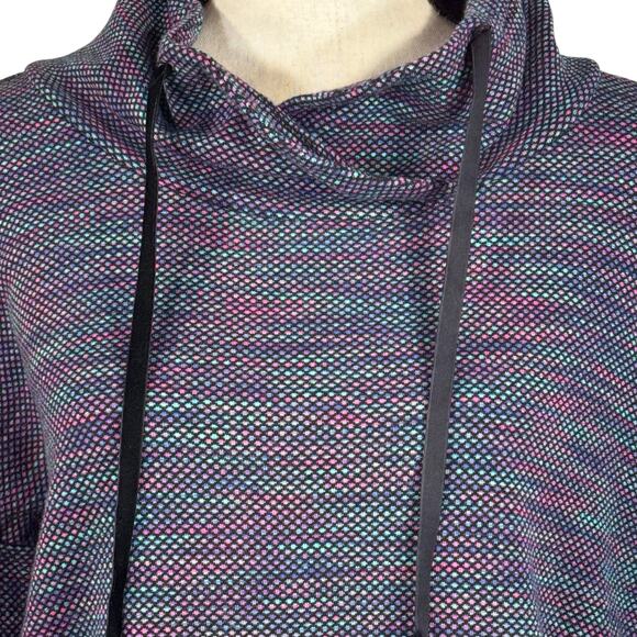 T by Talbots Medium Jacket Pullover Cowl Neck Long Sleeves Stretch Geometric - Picture 2 of 9